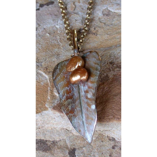 EC-076 Pendant Philodendron Leave Bronze Pearl $120 at Hunter Wolff Gallery